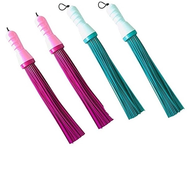 Plastic Brooms Bathroom & Home Floor Cleaning (Multicolor, Pack of 4)