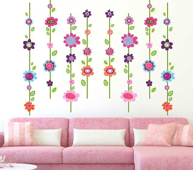 Vinyl Eight Lines Of Flowers With Straight Line Sticker (L-63)