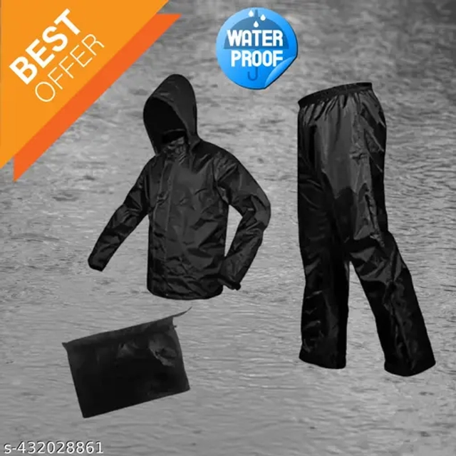 Plastic Raincoat for Men (Black, Free Size)