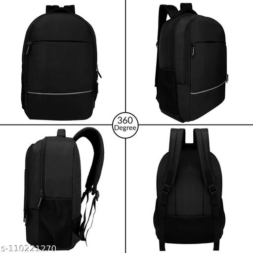 Polyester Backpack for Men & Women (Black & Grey, 35 L)