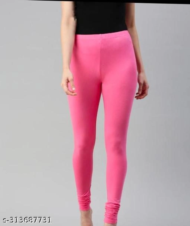 Lycra Blend Leggings for Women (Pink, 26)