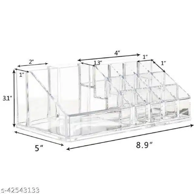 Plastic 16 Grid Makeup Kits Organizer (Transparent)