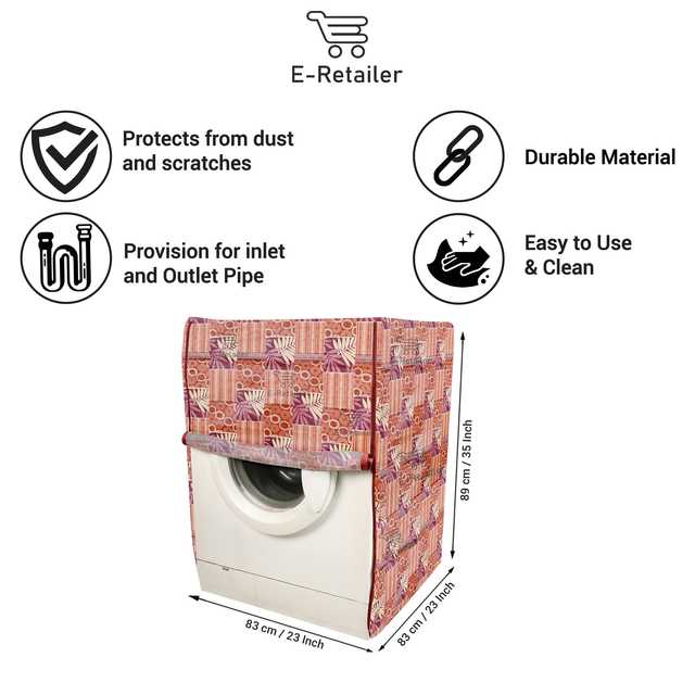 E Retailer Waterproof PVC Front Load Washing Machine Cover For 5kg to 8kg (Maroon, 23x23x35) (E-275)