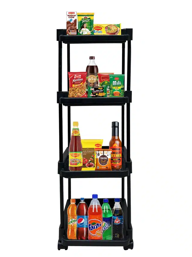 5 Layers Jaali Trolley for Kitchen (Black)