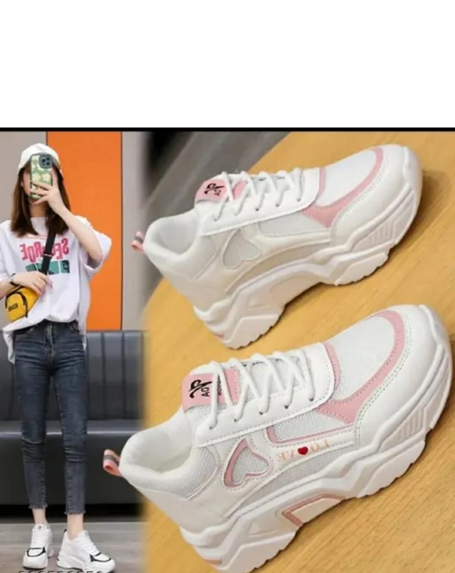 Sneakers for Women (White & Pink, 3)