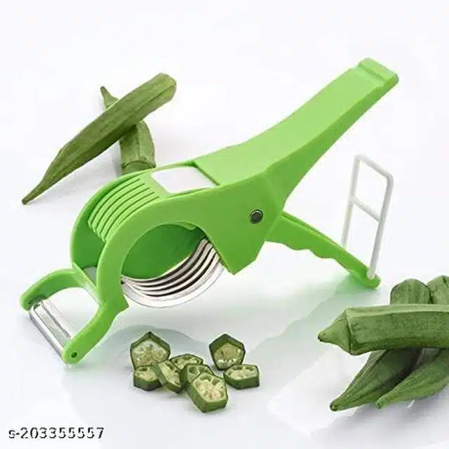 Plastic 2 in 1 Vegetable Peeler & Cutter (Green)