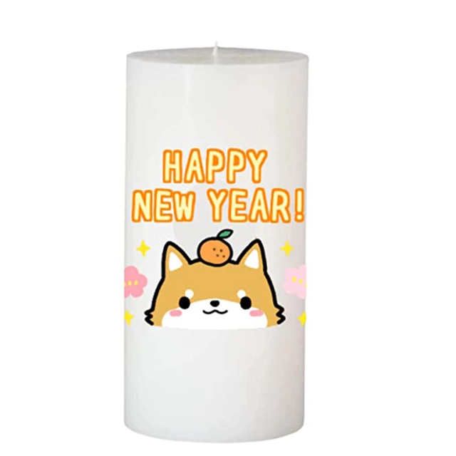 Floish Decor Premium Printed Happy New Year Pillar Candle