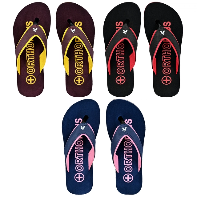 Flip-Flops for Women (Multicolour, 3) (Pack of 3)