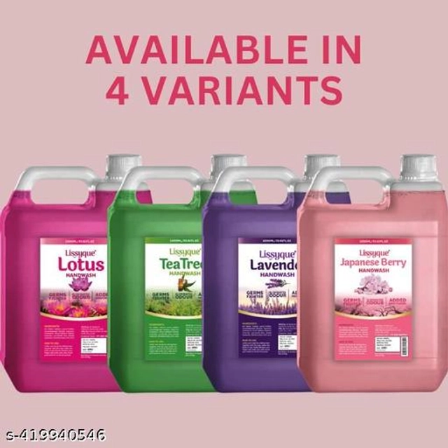  Lissyque Handwash Lotus, Tea Tree, Lavender, Japanese Berry- 1000ml (Pack Of 4)