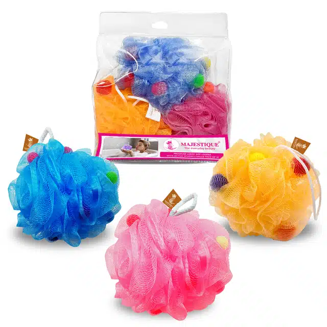 Premium Loofahs Set (Multicolor, Set of 3)