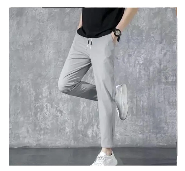 Lycra Solid Trackpant for Men (Grey, S)