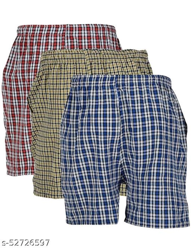 Cotton Blend Shorts for Mens (Multicolor, M) (Pack of 3)