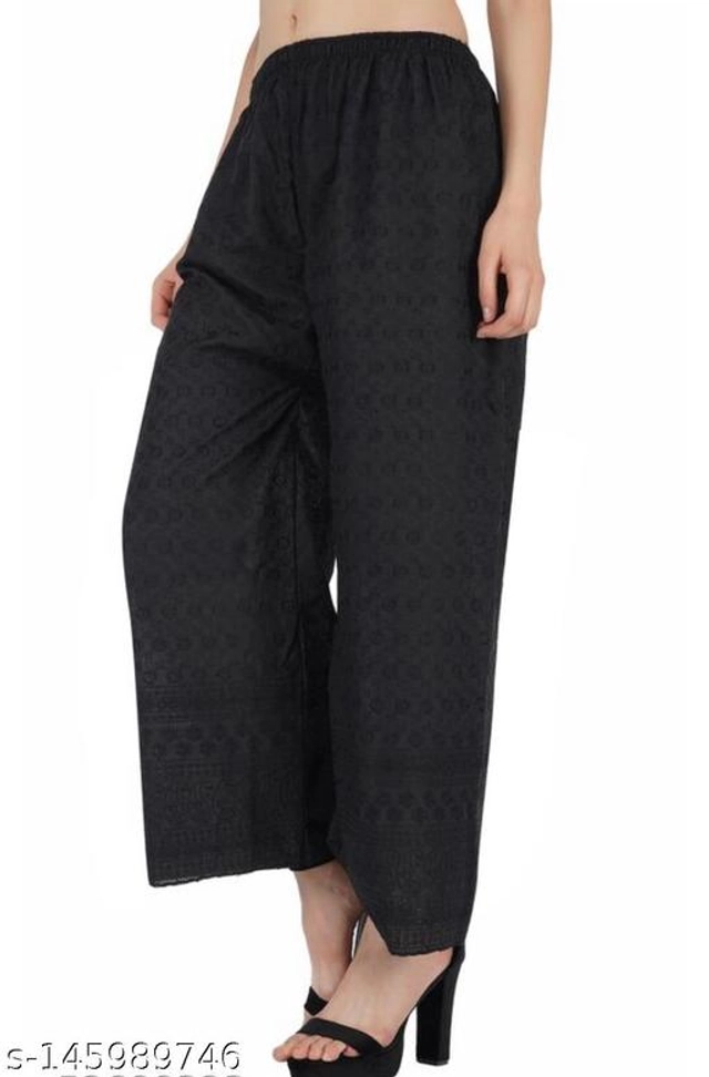 Cotton Blend Palazzos for Women (Black, 30)