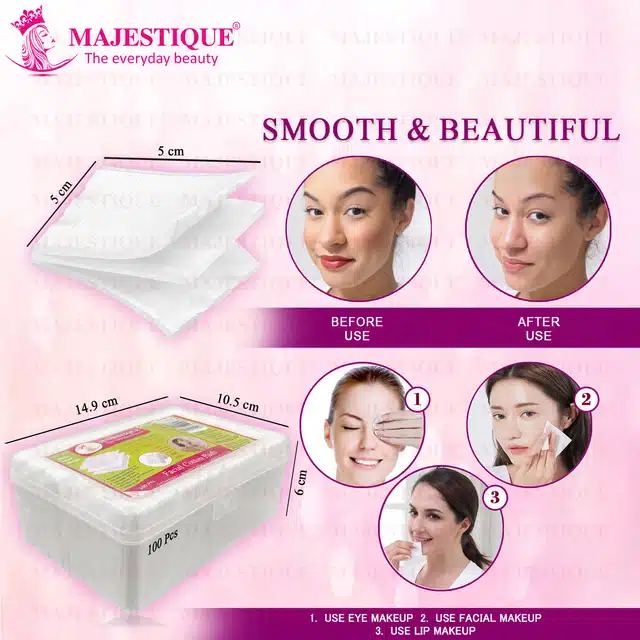 Majestique Facial Cotton Pads (Pack of 100) (B-52)