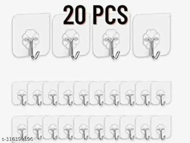 MAGIC PLUS Multi Utility Adhesive Wall Hooks ( Pack of 20)