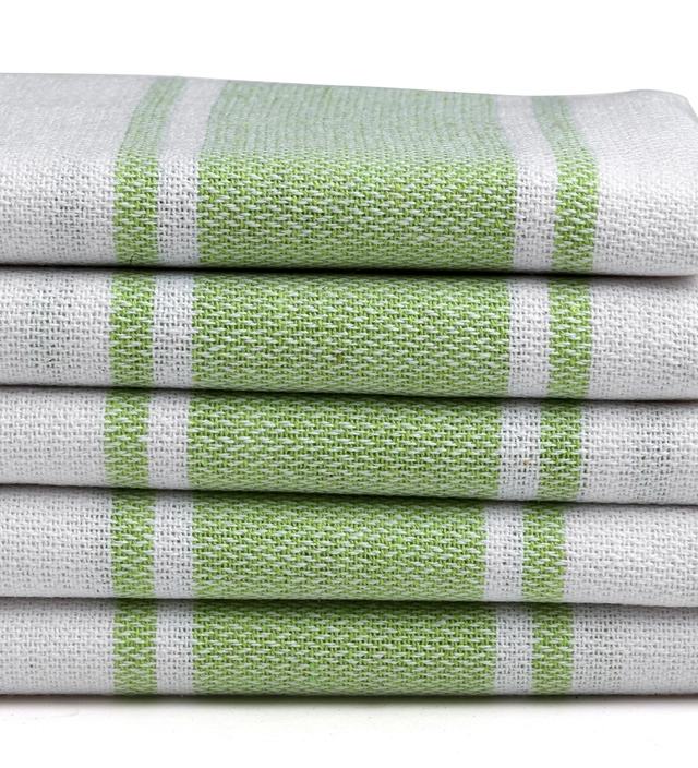 Cotton Solid Face & Hand Towels (Green, Pack of 5 ) (34x14 inches)