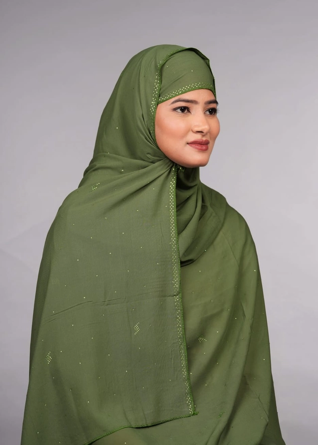 Chiffon HIjab for Women (Olive, Free Size)