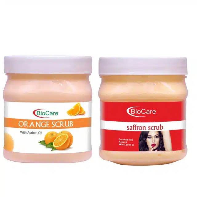 Biocare Orange Scrub (500 ml) with Saffron Scrub (500 ml) (Combo of 2) (A-1643)