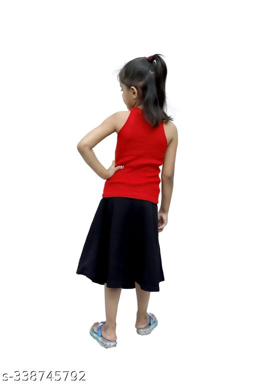 Cotton Blend Solid Top for Girls (Red, 1-2 Years)