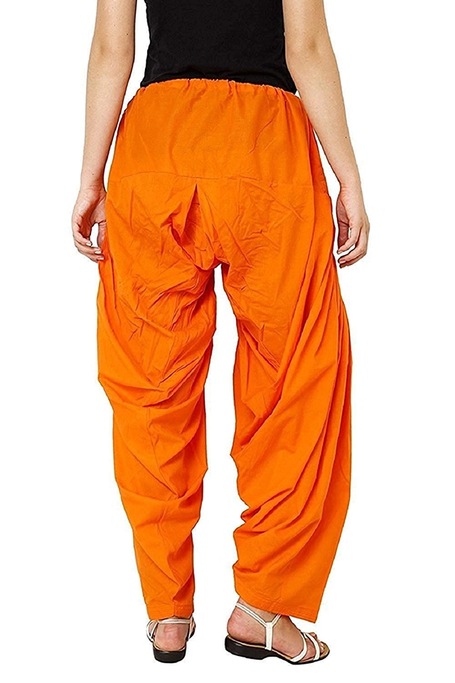 Cotton Solid Patiala for Women (Orange, 28)