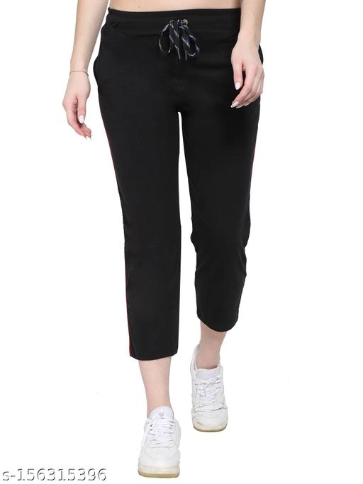 Cotton Blend TrackPants for Women (Black, 34)