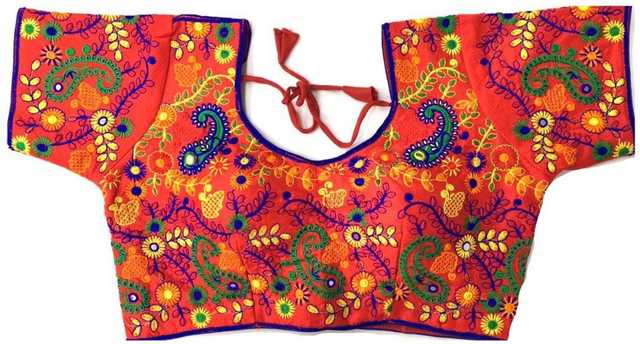 Aarohi Phantom Designer Blouse for Women (Orange, 36) (AE-39)