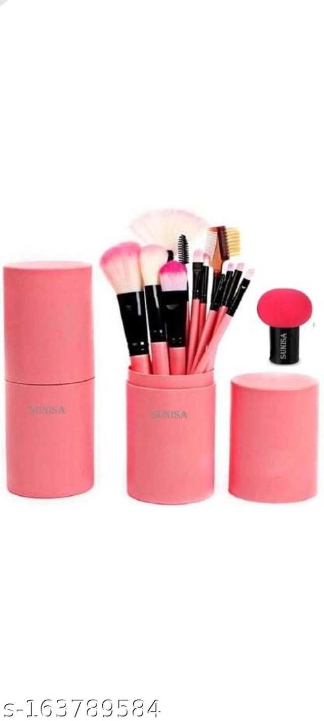 Makeup Brushes Set (Pink & Black, Set of 13)