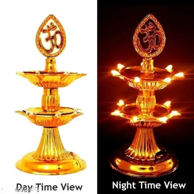 2 Layer Electric Diya for Home Temple (Gold)