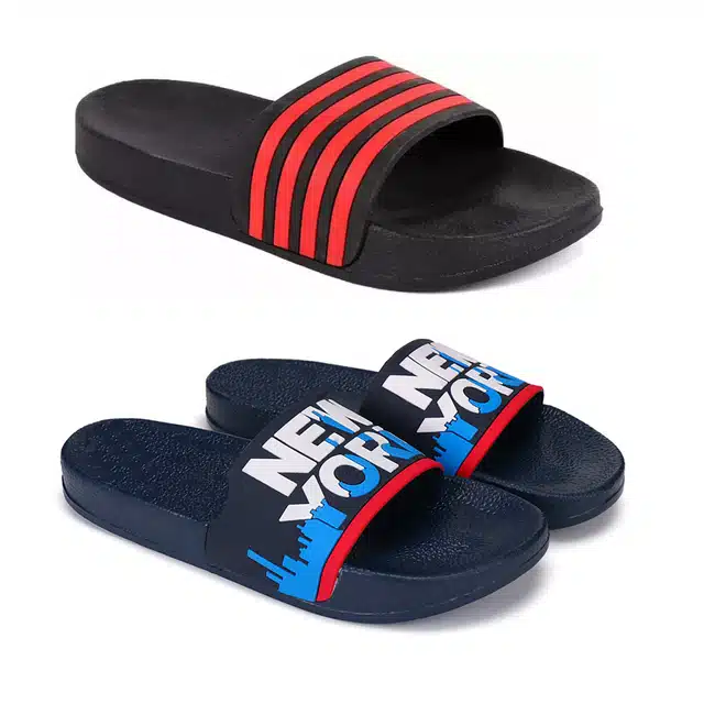 Flip Flops for Men (Pack of 2) (Multicolor, 9)