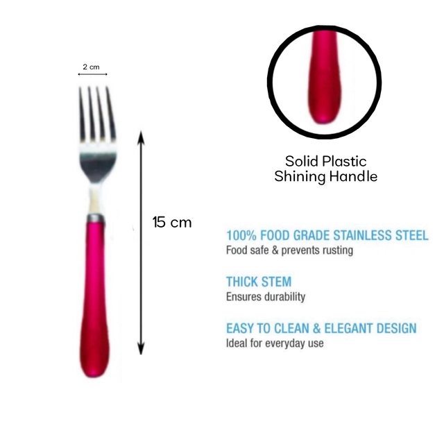 Stainless Steel Fork Set (Pink, Pack of 6)