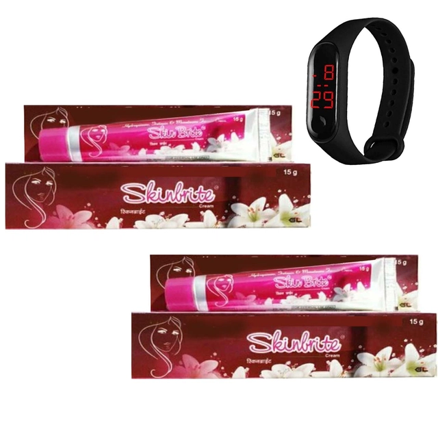 Skin Brite 2 Pcs Day & Night Cream (15 g) with Digital Watch (Black) (Set of 2)