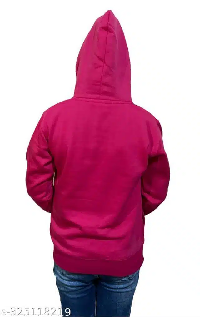 Fleece Printed Full Sleeves Hooded Sweatshirt for Girls (Pink, 3-4 Years)