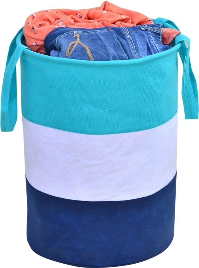 RAJ BAG 45 L Green, White, Blue Laundry Bag (Non-Woven, Pack of 1)