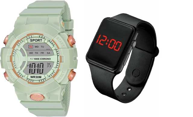 Nurev Digital Boy'S And Girl'S Watch Digital-08 (Grey Dial Multicolour Strap And Led Smart Watch ) (Multicolor) (NE7)