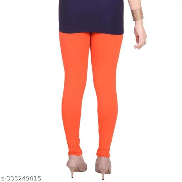 Cotton Lycra Leggings for Women (Orange, 26)