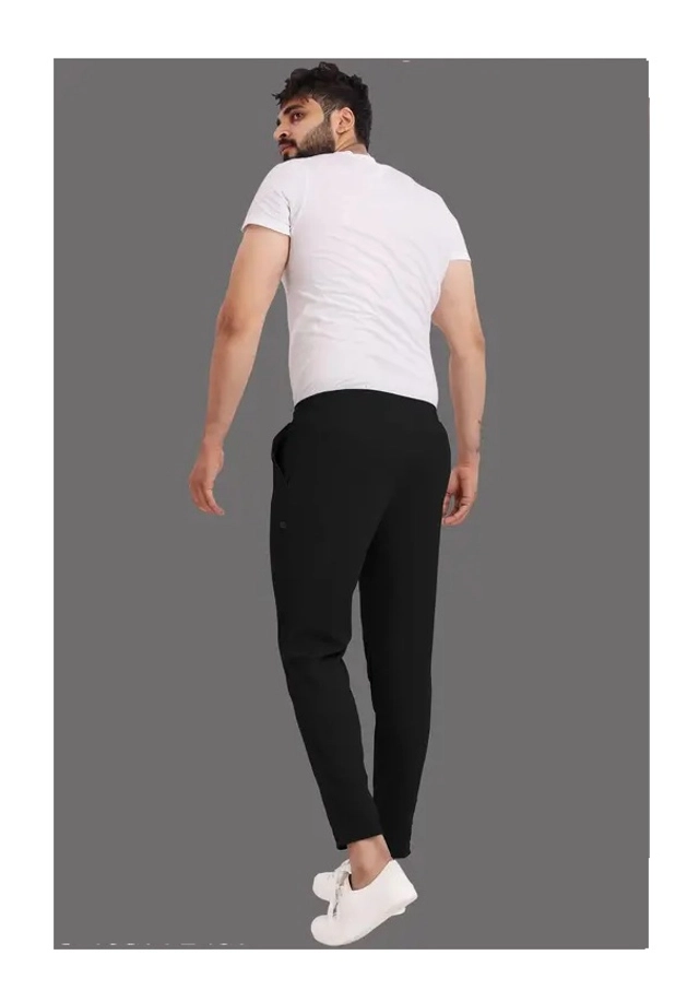 Lycra Solid Trackpant for Men (Black, M)