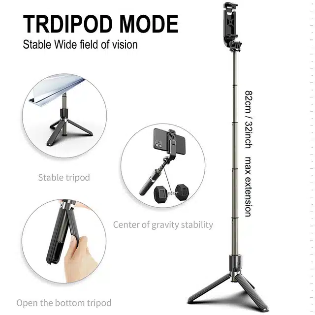 Selfie Stick with Detachable Wireless Remote (Black)