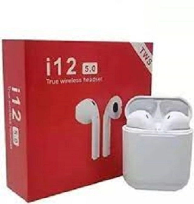 i12s Wireless Bluetooth Earbuds with Charging Case (White)