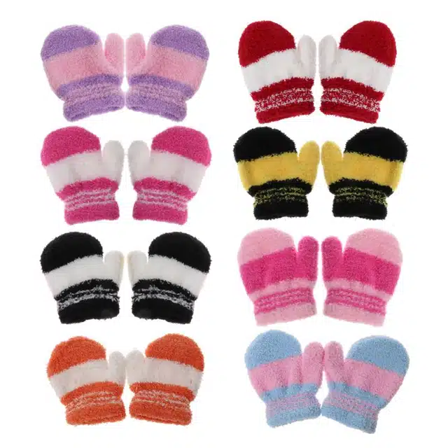Knitted Hand Gloves for Kids (Assorted, Pack of 12)