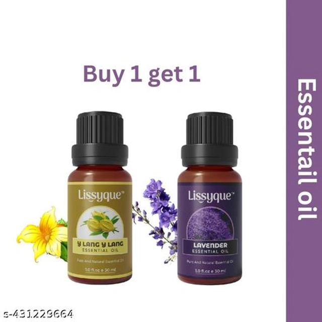  Lissyque 100% Pure & Natural Lavender Essenatial Oil 30ml & Y lang Y lang Essentail Oil 30ml For Hair Re-Growth, Hair Loss, Pimple care, Acne and Scars Removal, Natural Bath, Aromatherapy essential Oil Combo 30ml ( Pack of 2)