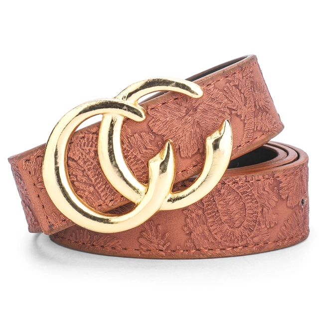 Artificial leather Belt for Women (Tan, Free Size)