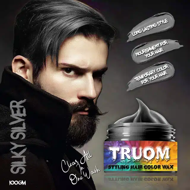 Truom Non-Alcohol Hair Wax for Men (Silky Silver, 100 g)