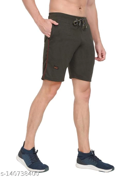 Cotton Blend Shorts for Men (Olive, 30)