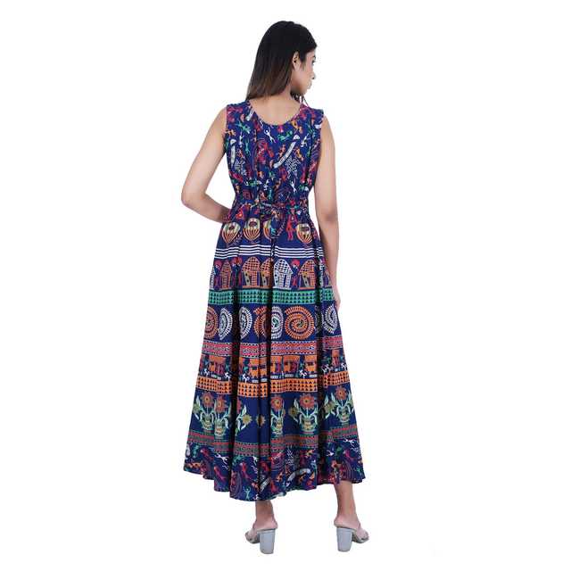 Majestic Women Casual Cotton Women Printed Dress (Purple) (MT-112)