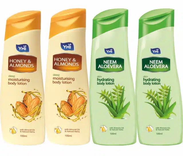 Almonds with Honey & Neem Aloe Vera Skin Hydrating Body Lotion (Pack of 4, 100 ml)