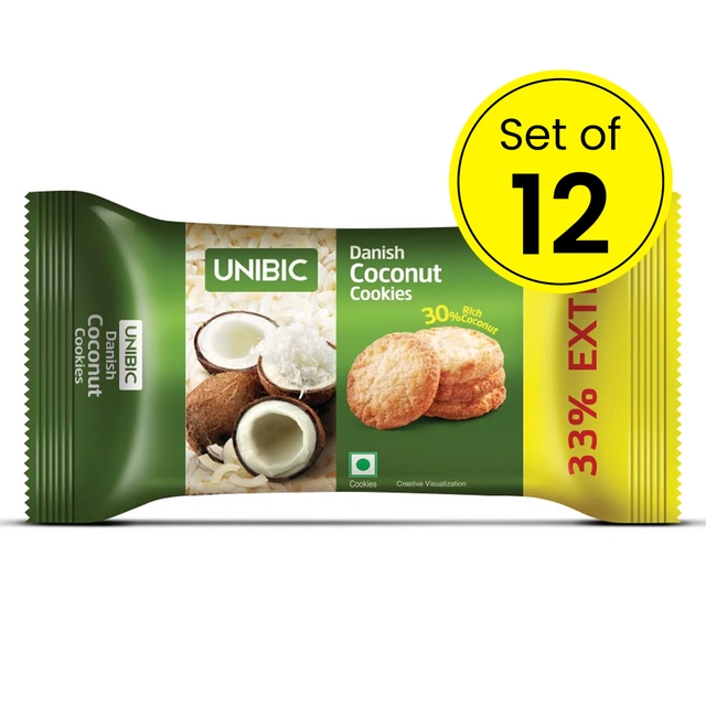 Unibic Danish Coconut Cookies 12X37.5 g (Pack of 12)