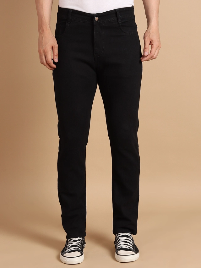 Denim Regular Fit Jeans for Men (Black, 28)