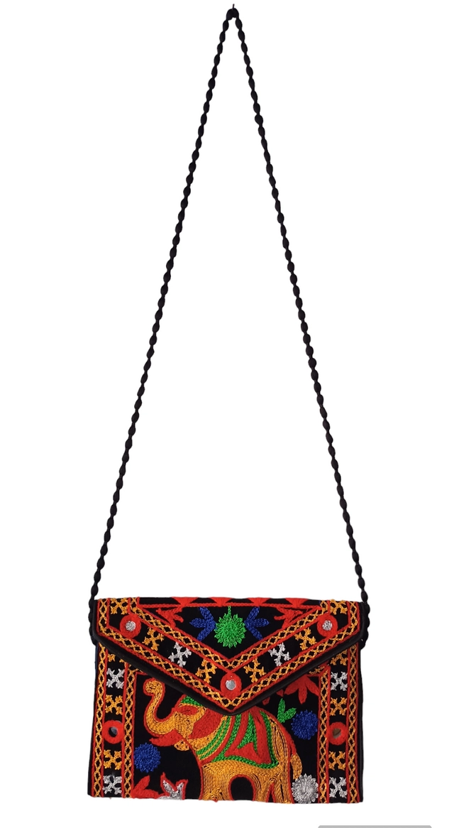 Handmade Rajasthani Sling Bag for Women (Black)