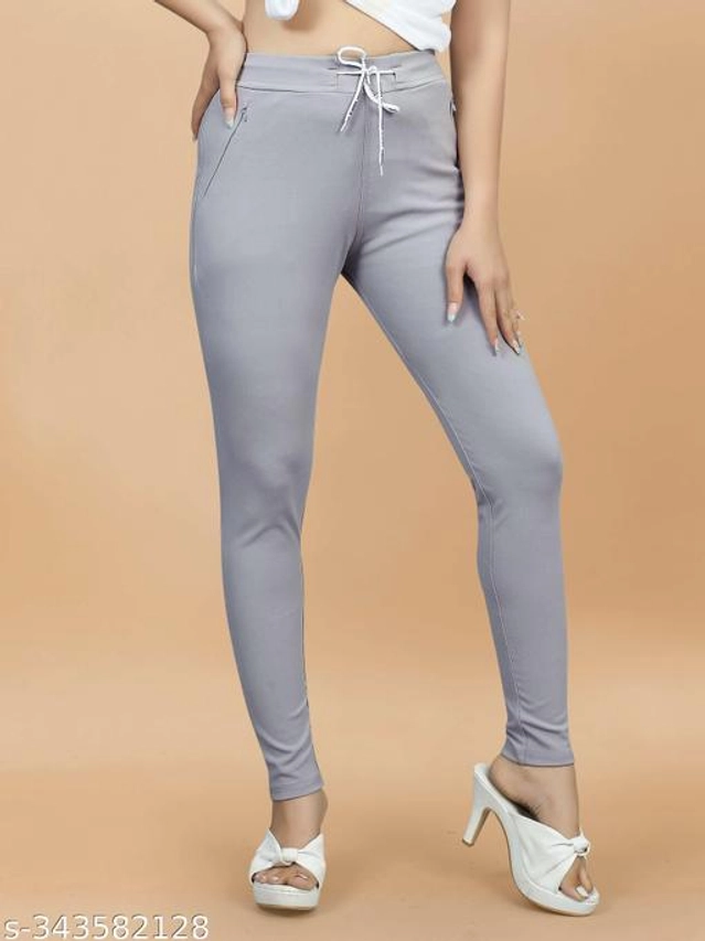 Lycra Jeggings for Women (Grey, 38)