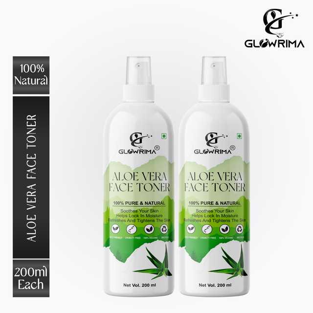 Glowrima 100% Natural Aloe Vera Toner For Cleansing & Refreshing Skin Pore Tightening Toner With Spray (200 ml, Pack Of 2) (G-1487)